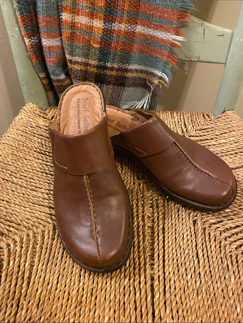 Josef Seibel Brown Leather Slip-On Loafers